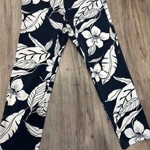 Ralph Lauren Navy and White Leaf Print Pants
